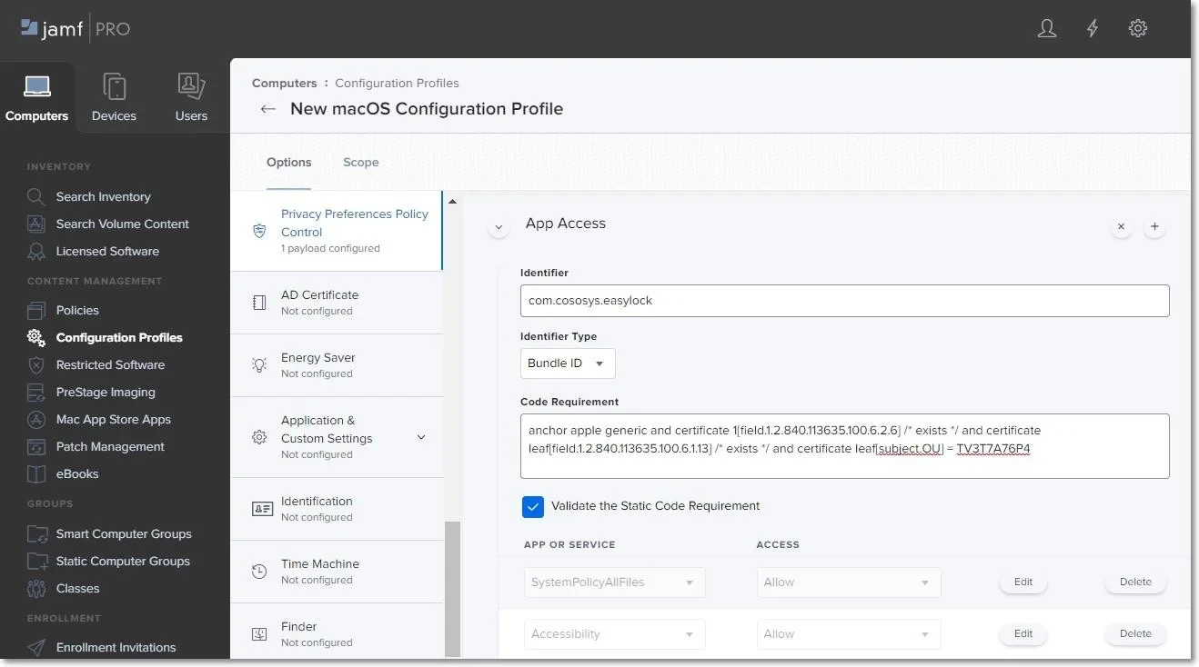 Configuring Enforced Encryption settings