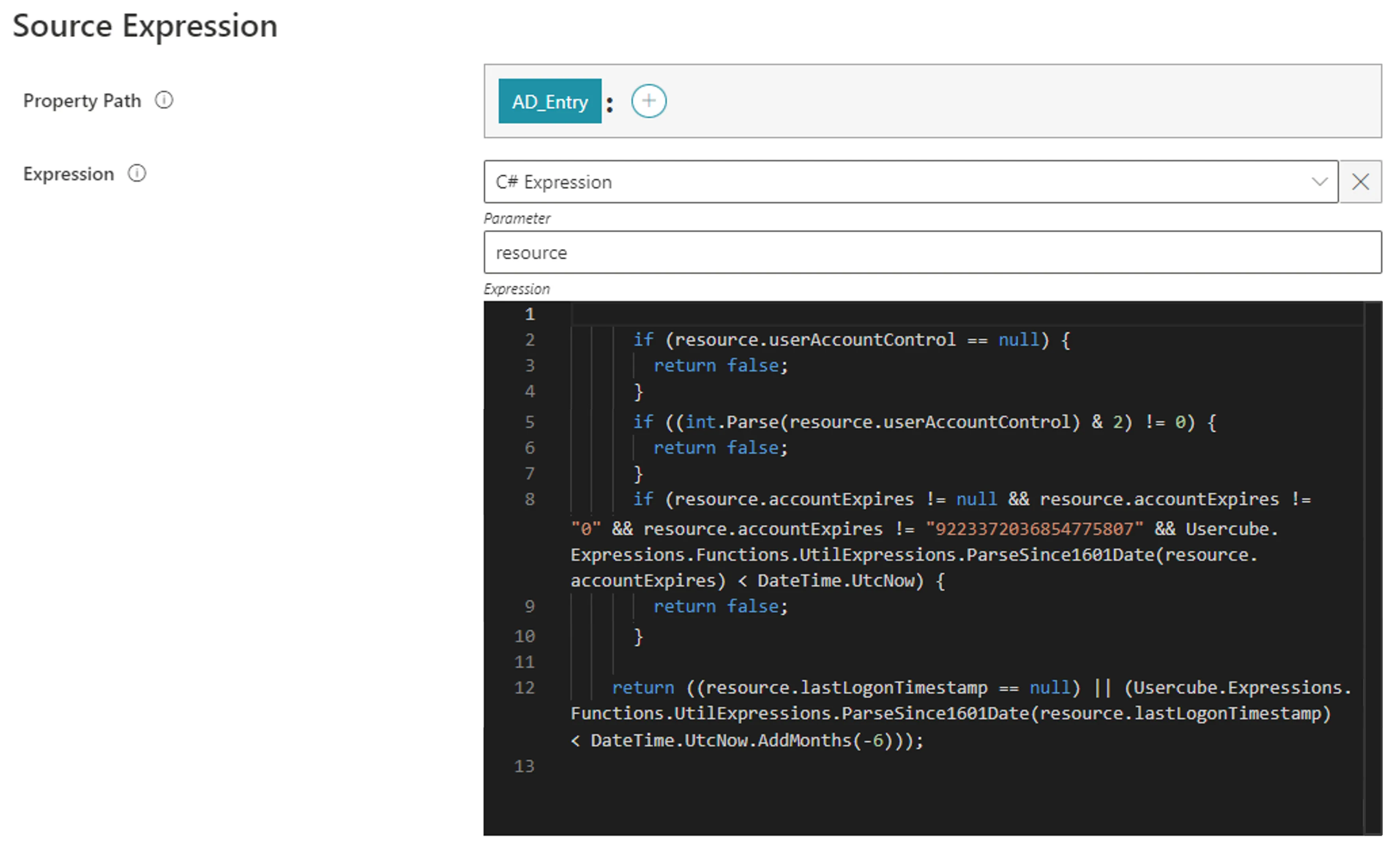 Source Expression Example