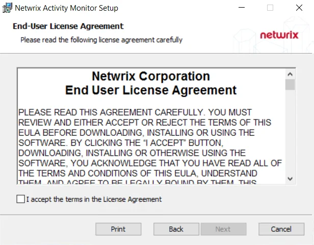 End-User License Agreement Page