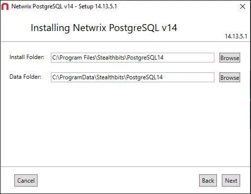 Netwrix Threat Mannager Reporting Setup wizard on the Install Folder page