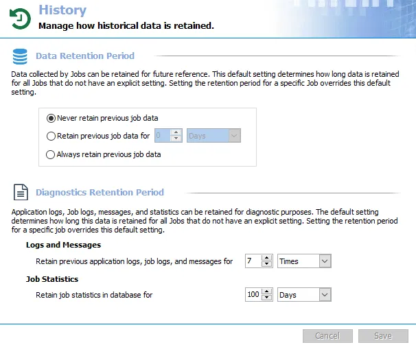 History Global Settings