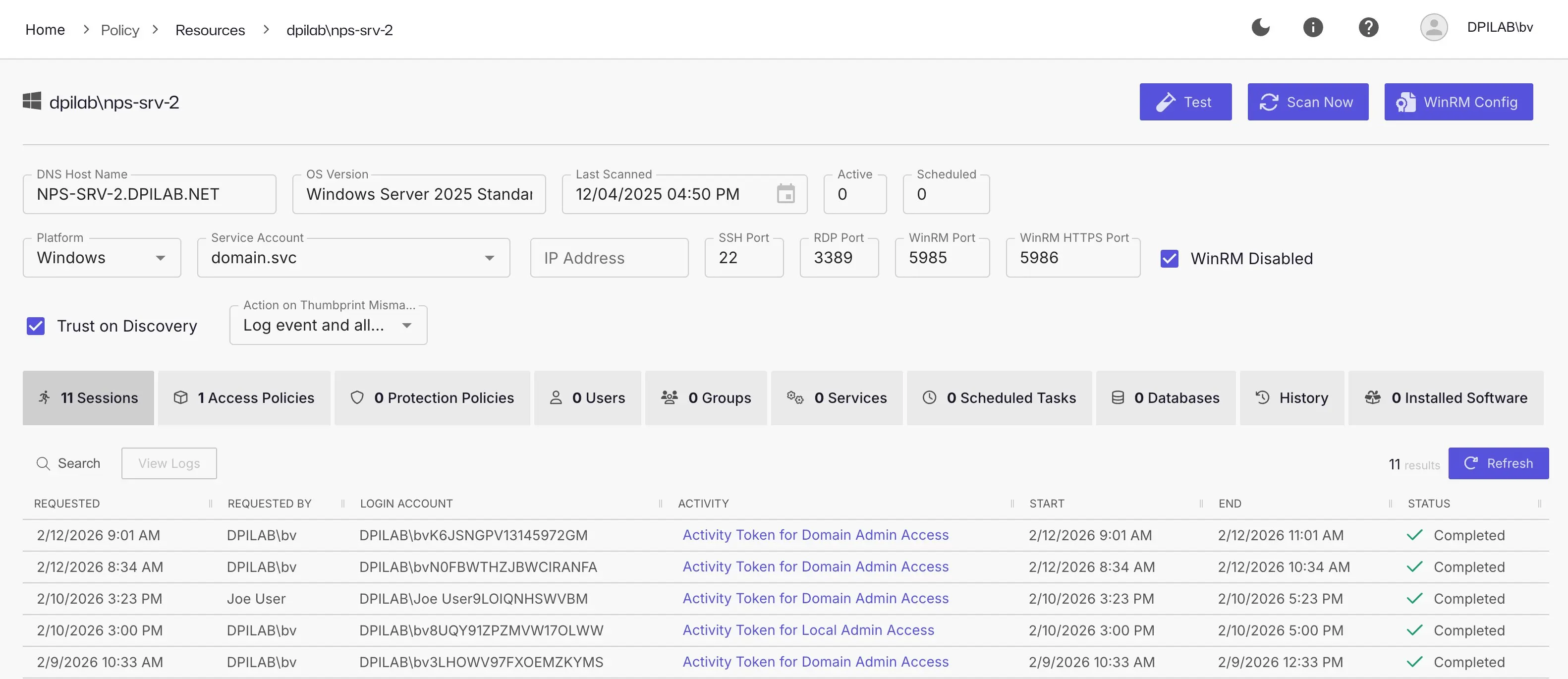 Host Details Page
