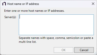 Enter Host Name or IP Address window