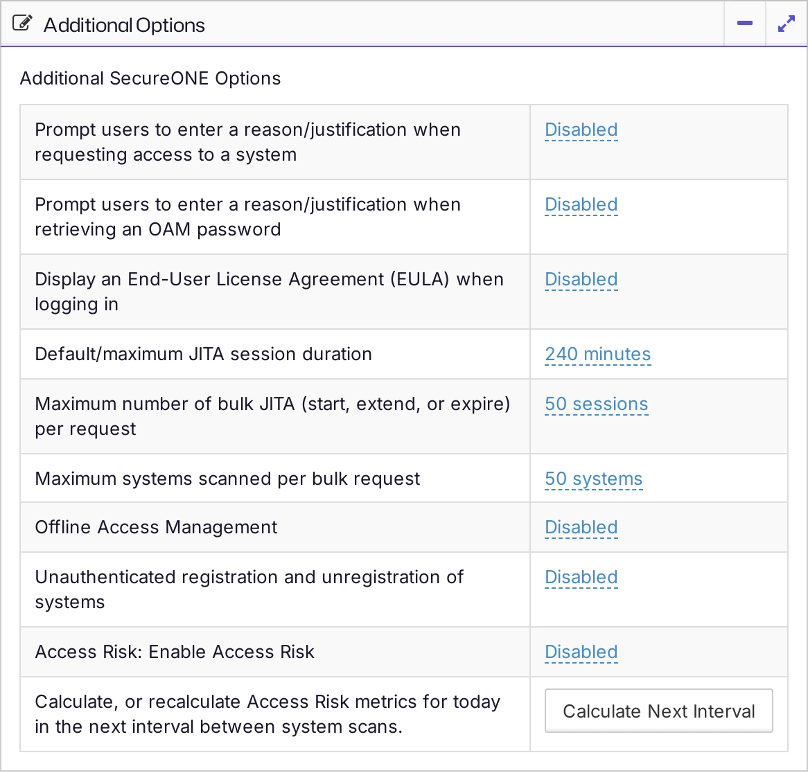 The Additional Options pane with Default/maximum JITA session duration set to 240 minutes