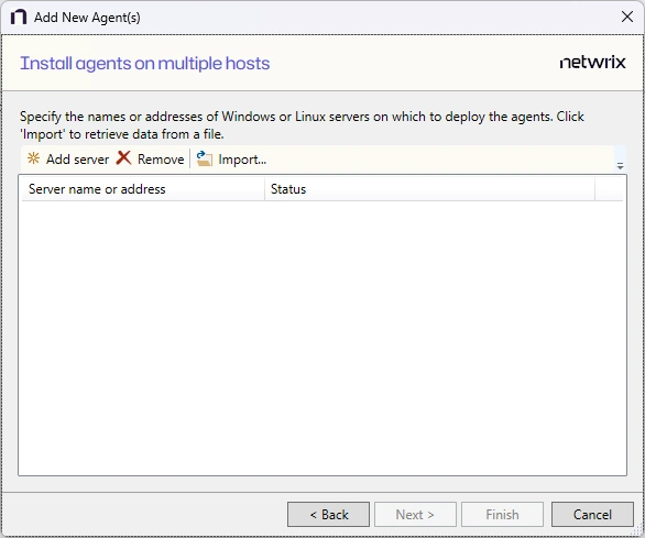 Install Agents on Multiple Hosts page