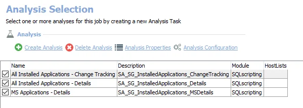 Analysis Tasks for the SG_InstalledApplications Job