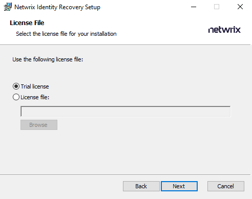 Installation License File Page