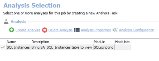 Analysis Selection