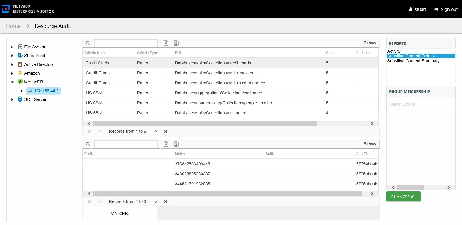 Sensitive Content Details report at the instance level