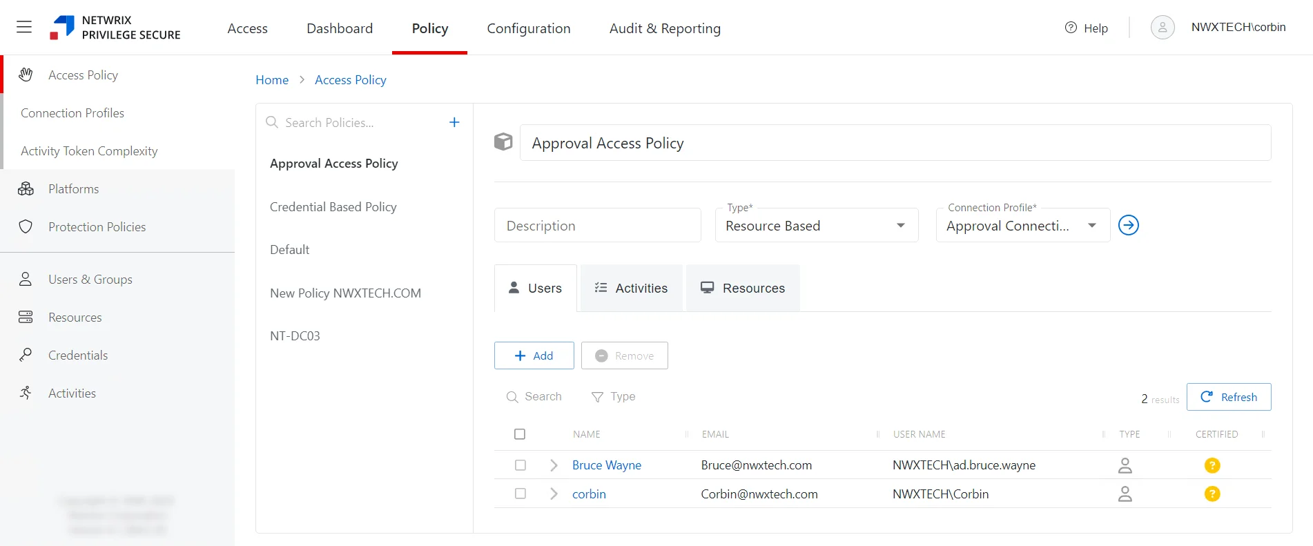Admin Policy Interface
