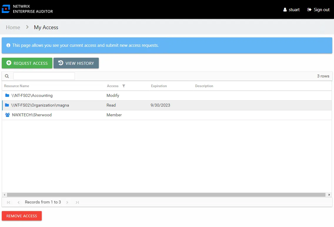 Your Access portal interface