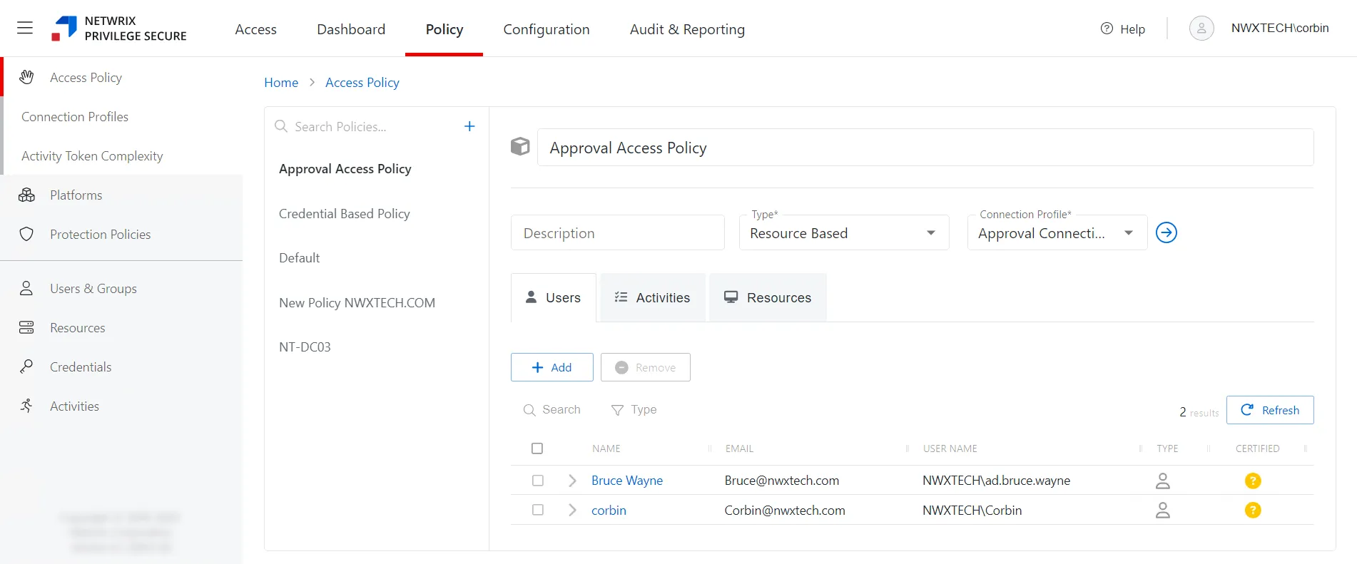 Admin Policy Interface