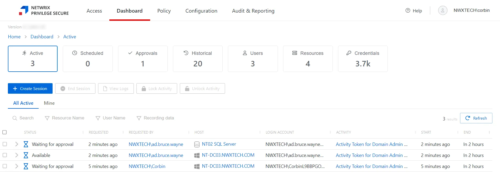 Dashboard Interface