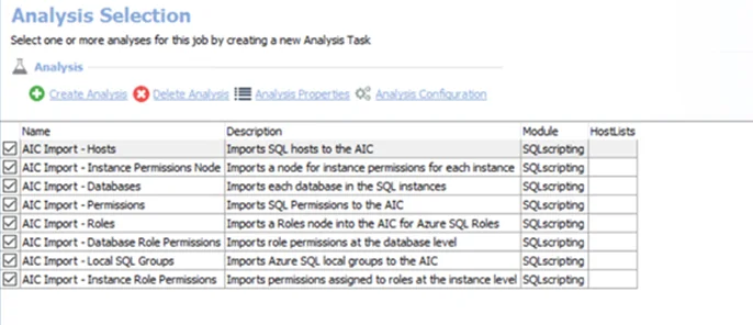 Analysis Selection
