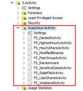 Suspicious Activity Job Group in the Jobs Tree