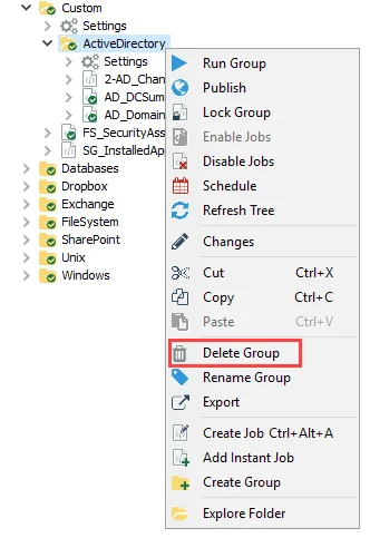 Delete Group on right-click menu