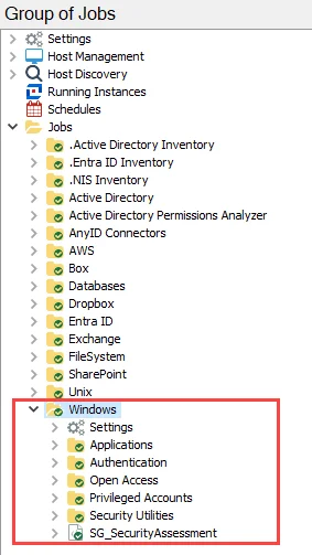 Windows Solution in the Jobs Tree