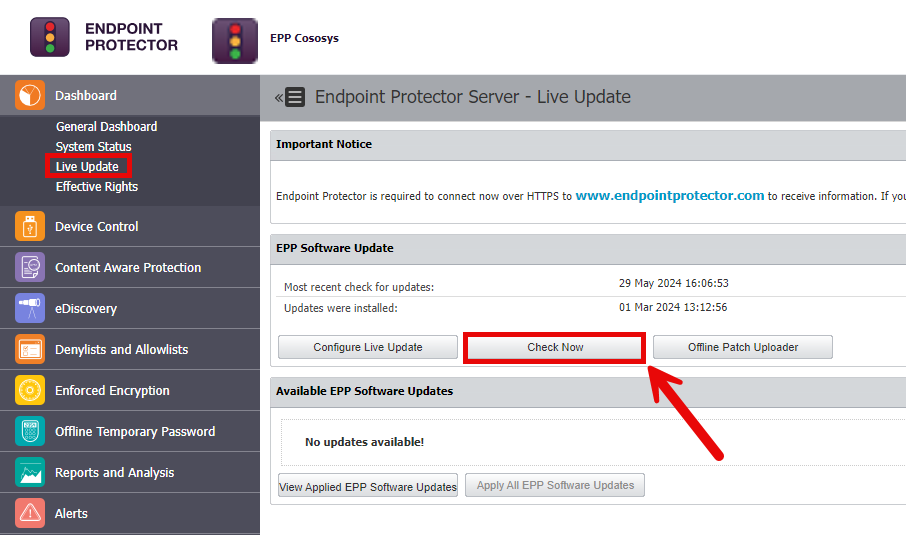 How to check Live Update