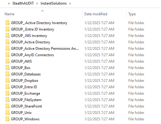 Instant Solutions folder in installation directory