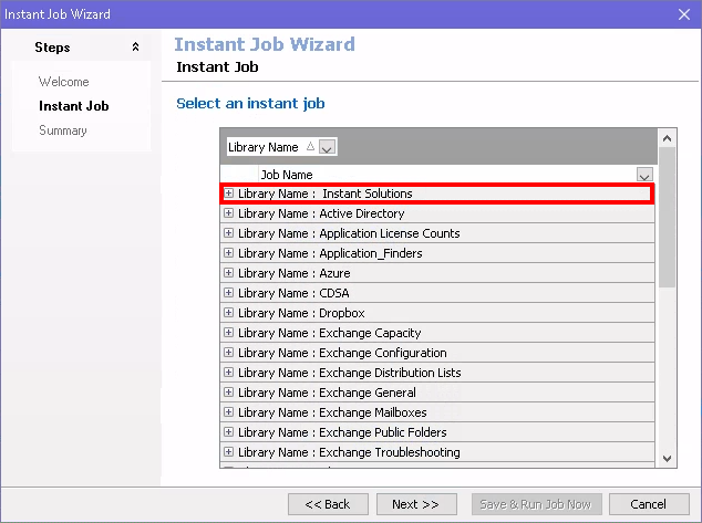 Instant Solutions library with newly licensed module selected