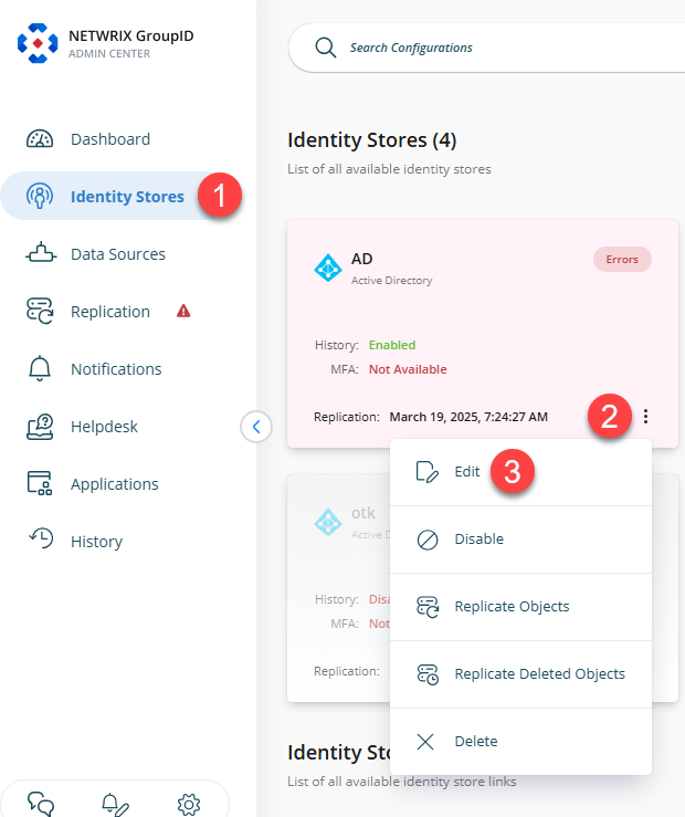 Identity Store Edit Screenshot