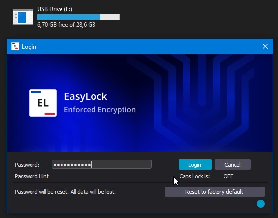 EasyLock password prompt on launch