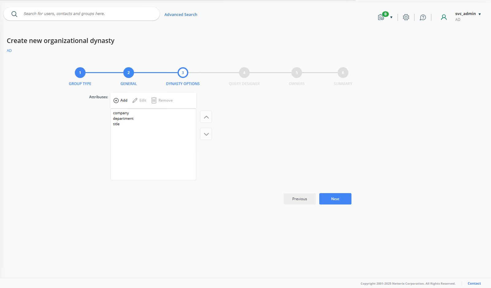 Dynasty Options page