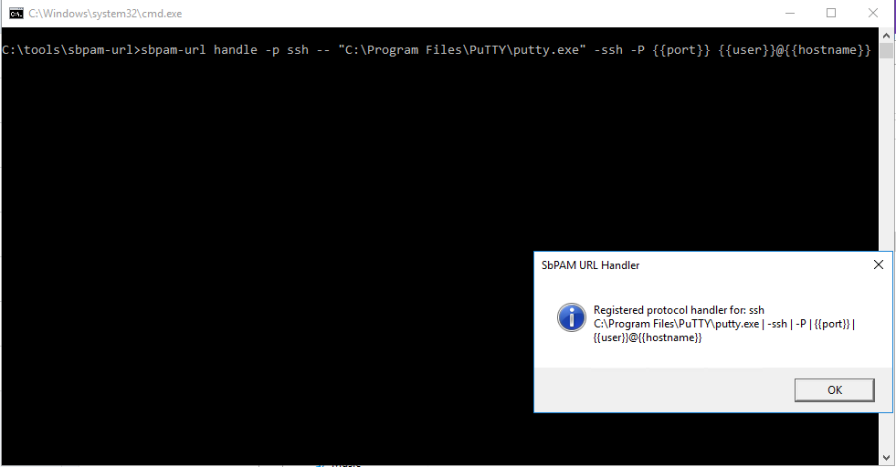 Executing the command file to register the application