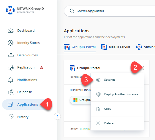 Portal settings screenshot