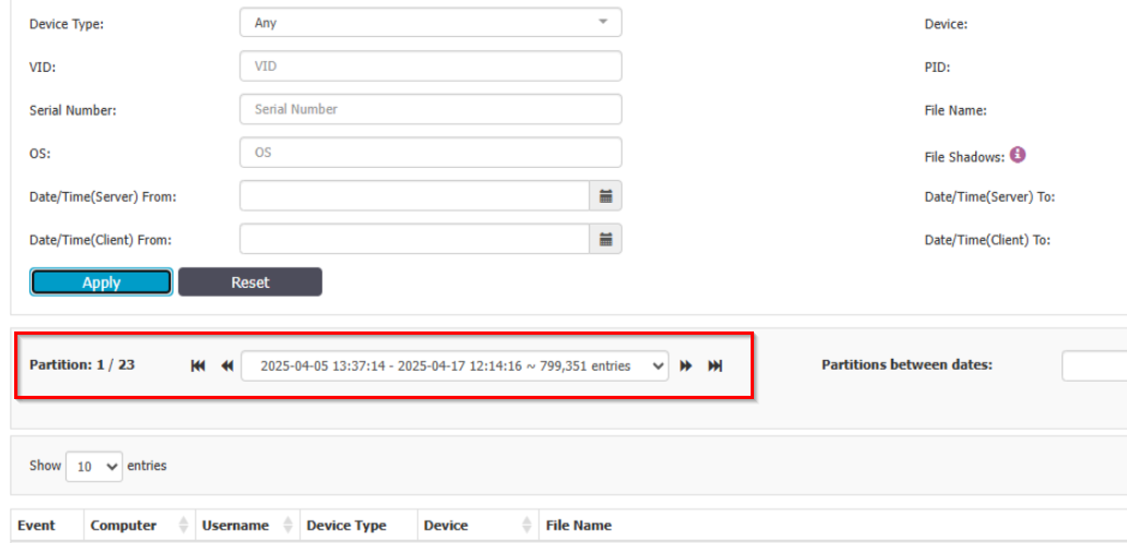 Screenshot showing no results in Content Aware Report when filtering by date
