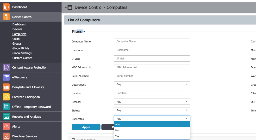 Filtering for duplicate computers in Netwrix Endpoint Protector