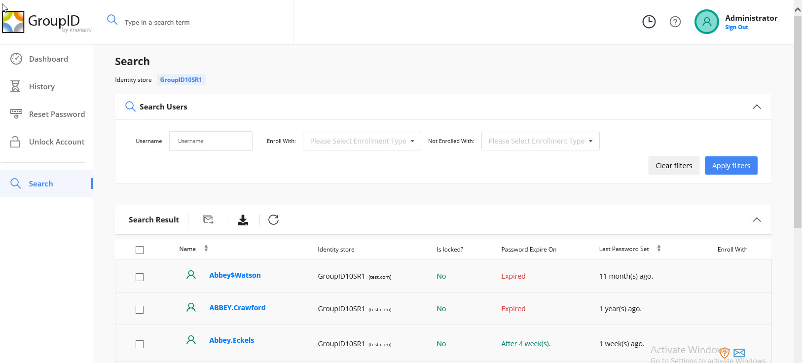 Default enrolled users export fields in Directory Manager 10