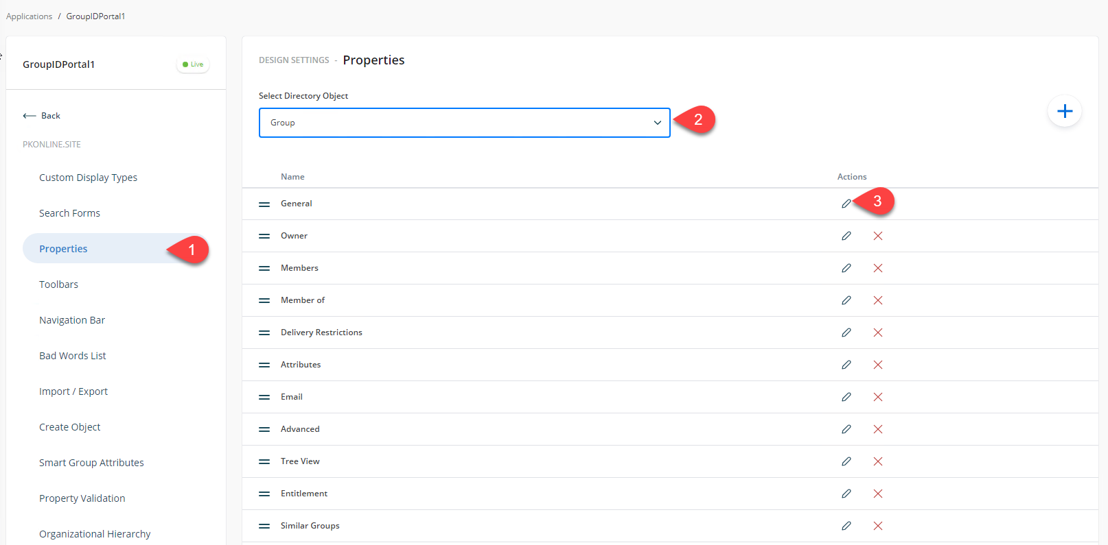 Edit Design Category dialog in Directory Manager