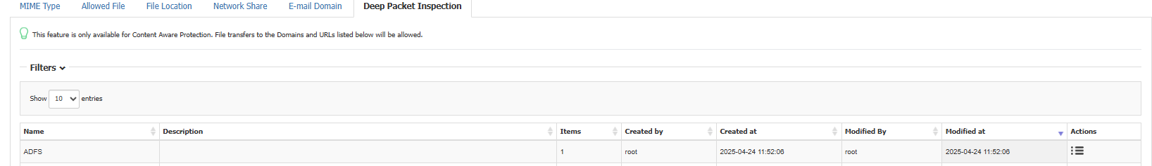 Defining authentication resource in DPI allowlist