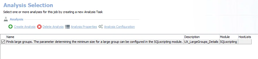 Analysis Tasks for the UX_LargeGroups Job