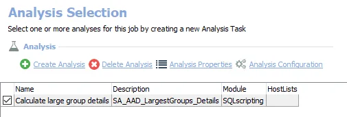 Analysis tasks for AAD_LargestGroups Job