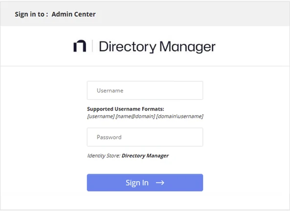 Directory Manager Sign In page