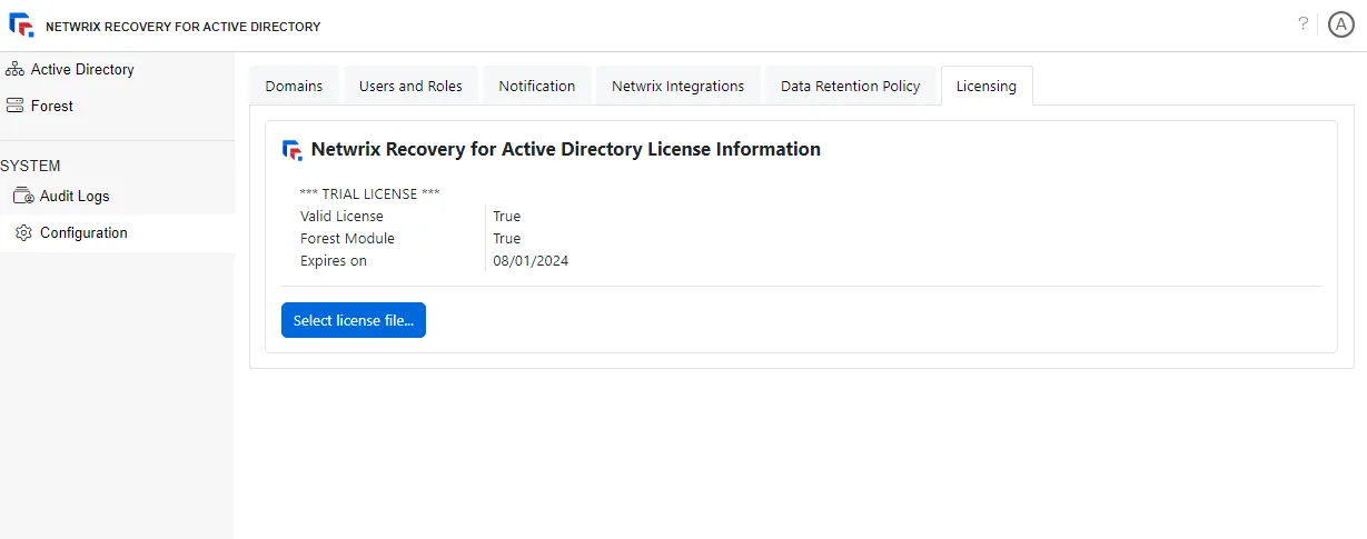 Licensing page
