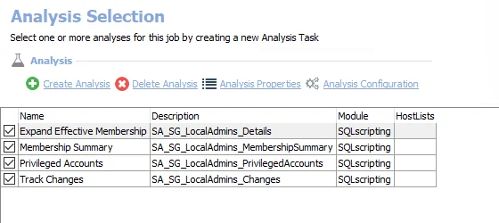 Analysis Tasks for the SG_LocalAdmins Job