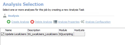 Analysis Tasks for the SG_LocalUsers Job