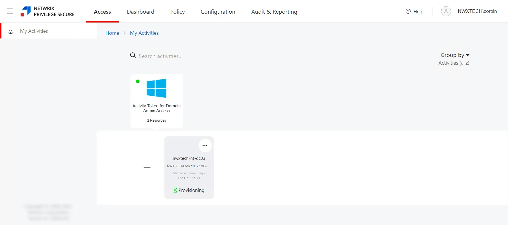 My Activities Page
