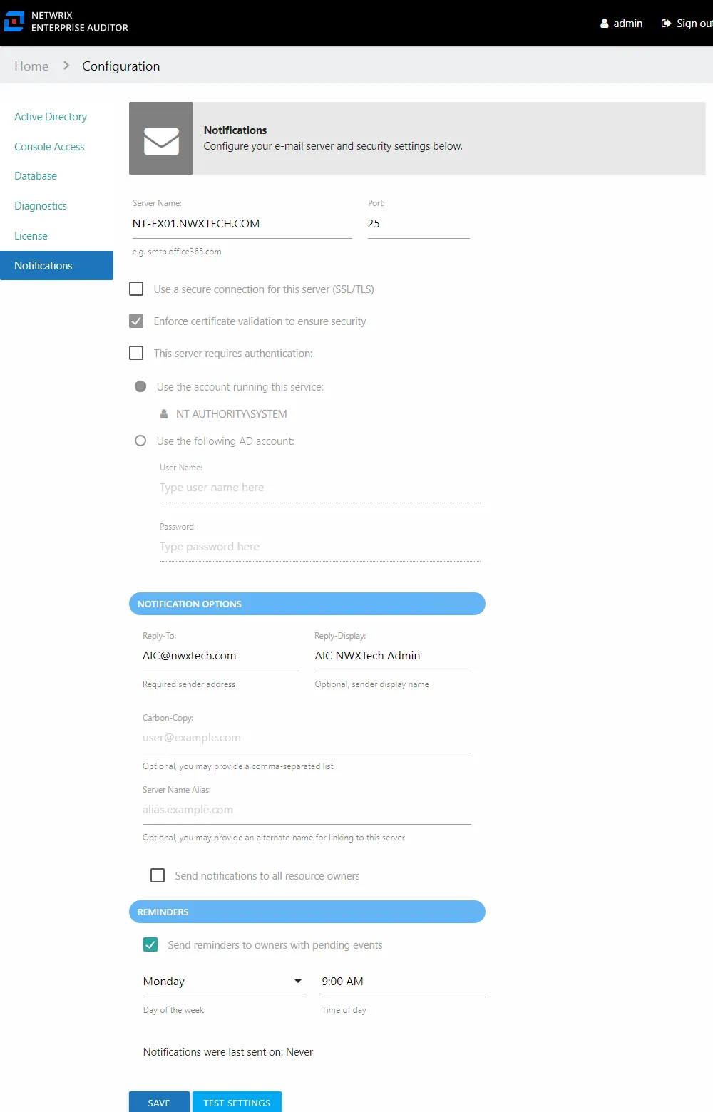 Notifications Page