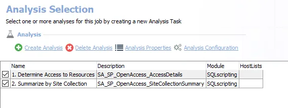 Analysis Tasks for the SP_OpenAccess Job