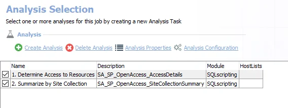Analysis Tasks for the SP_OpenAccess Job