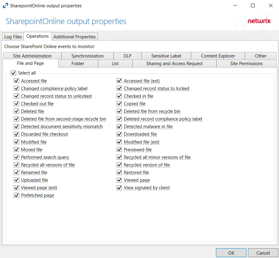 Operations Tab for SharePoint Online Properties