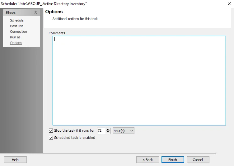 Options wizard page