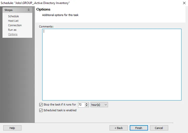 Options wizard page