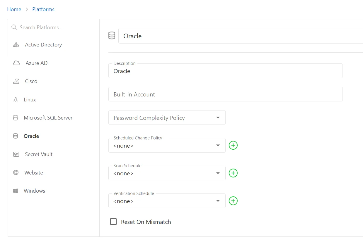 Oracle Platform Configuration