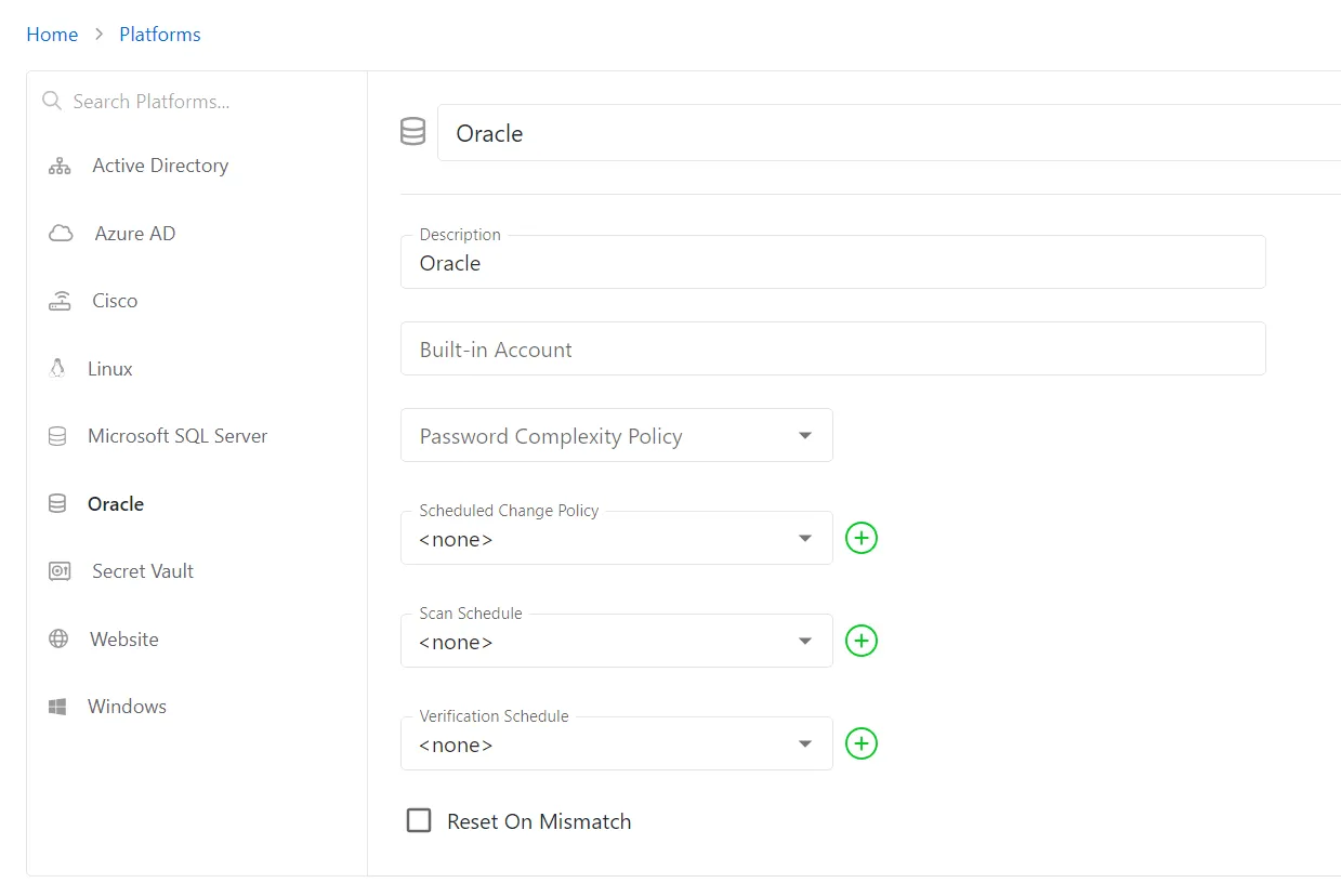 Oracle Platform Configuration