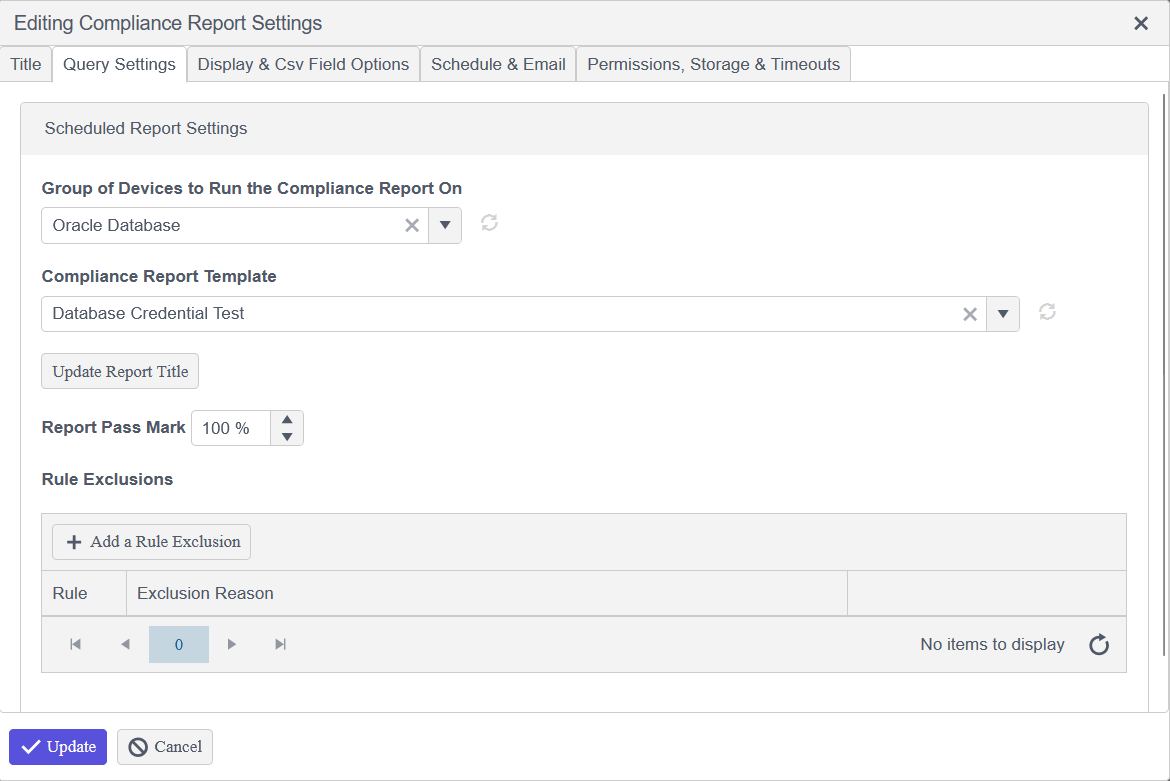 Report confirming a successful Oracle database connection